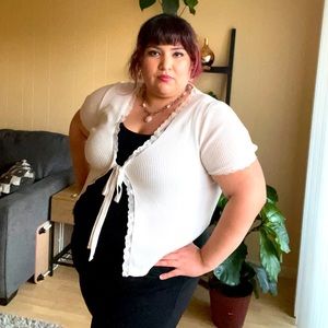 White lace cover top